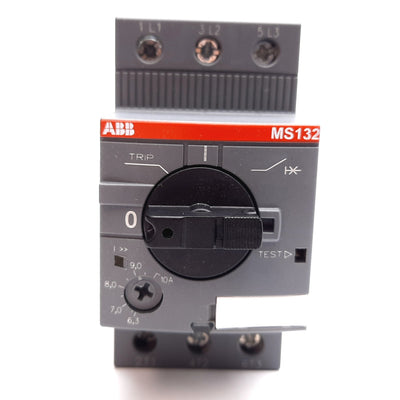Used ABB MS132-10 Manual Motor Starter, 3-Pole, Range: 6.3-10A, Voltage: 600VAC