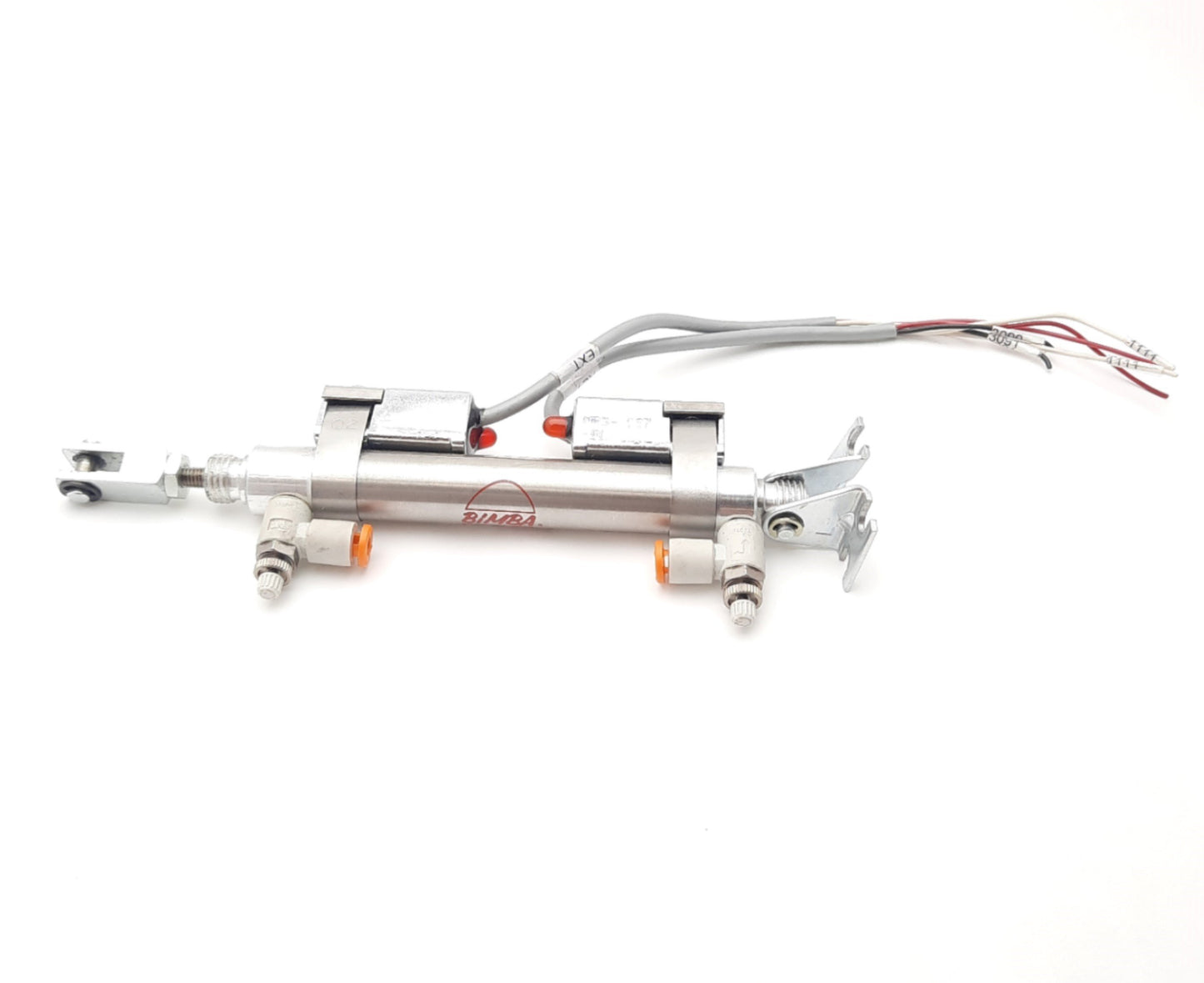 Used Bimba MRS-022-DXPB Air Cylinder 2" Stroke, 9/16" Bore w/ Magnetic Reed Switches