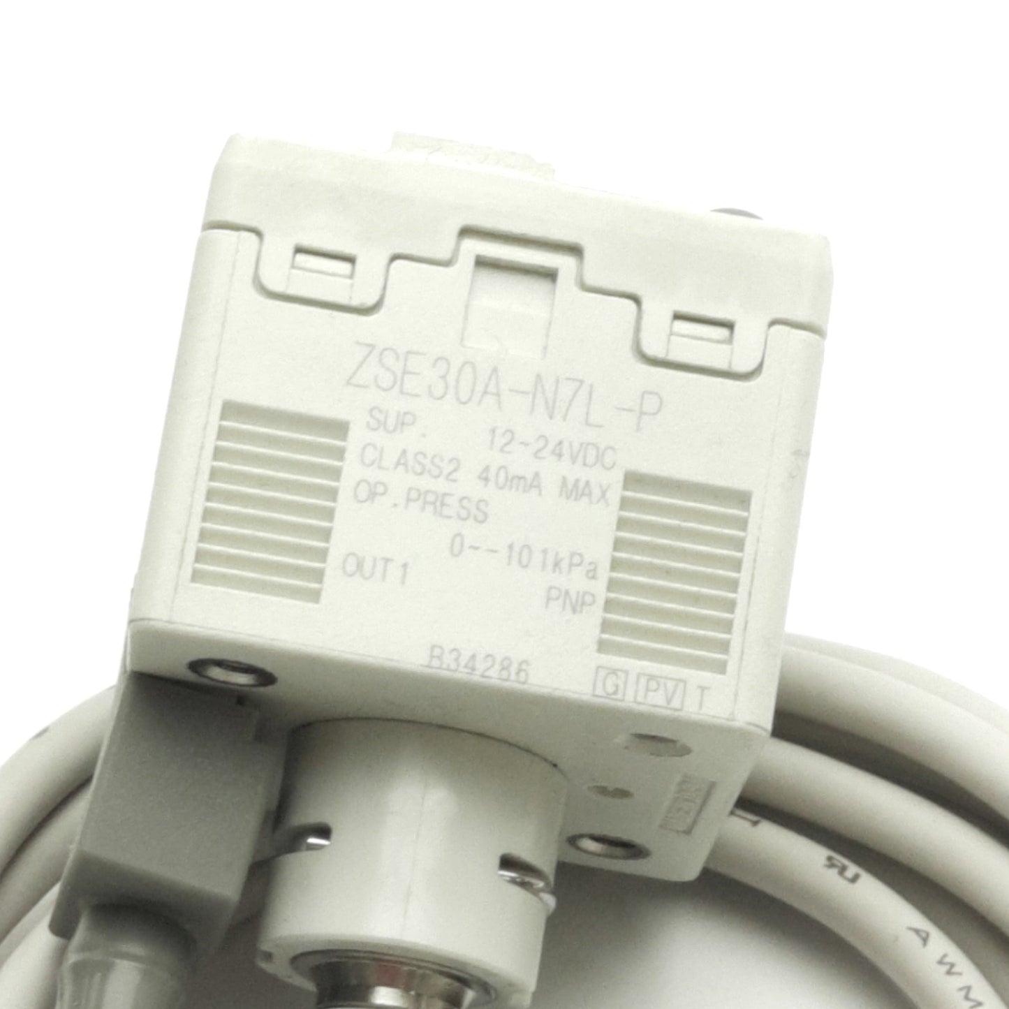 Used SMC ZSE30A-N7L-P Digital Pressure Switch 12-24VDC 0 to -101kPa ø1/4" PNP Output