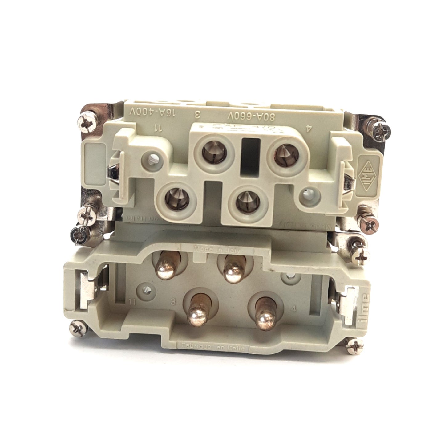 Used ILME CXF/M 4/0 HDC Insert Male & Female, 4P + Ground, 690V, 80A AC/DC, 77.27