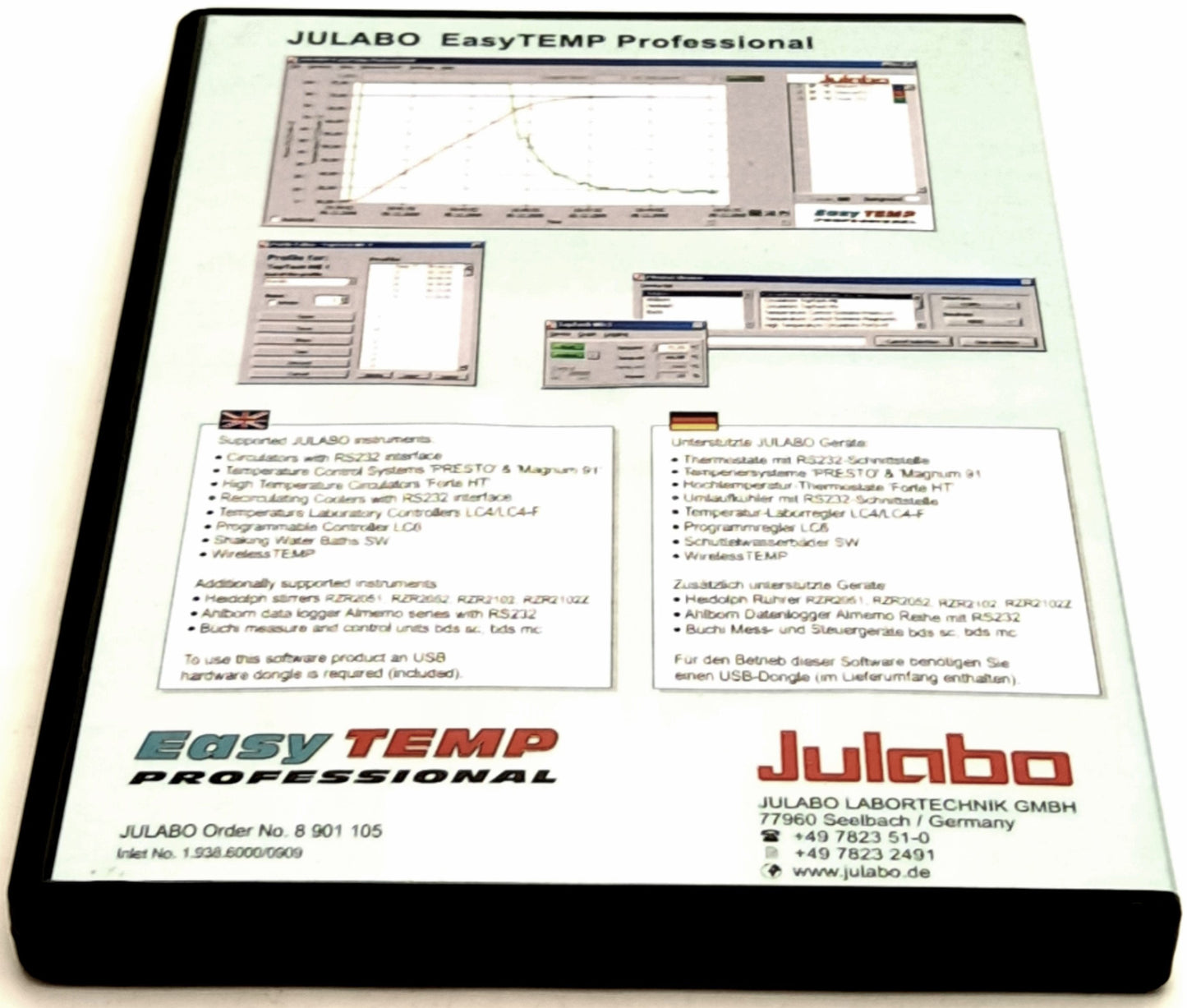 New JULABO 8901105 EasyTemp Professional Control Software, Control up to 24 devices