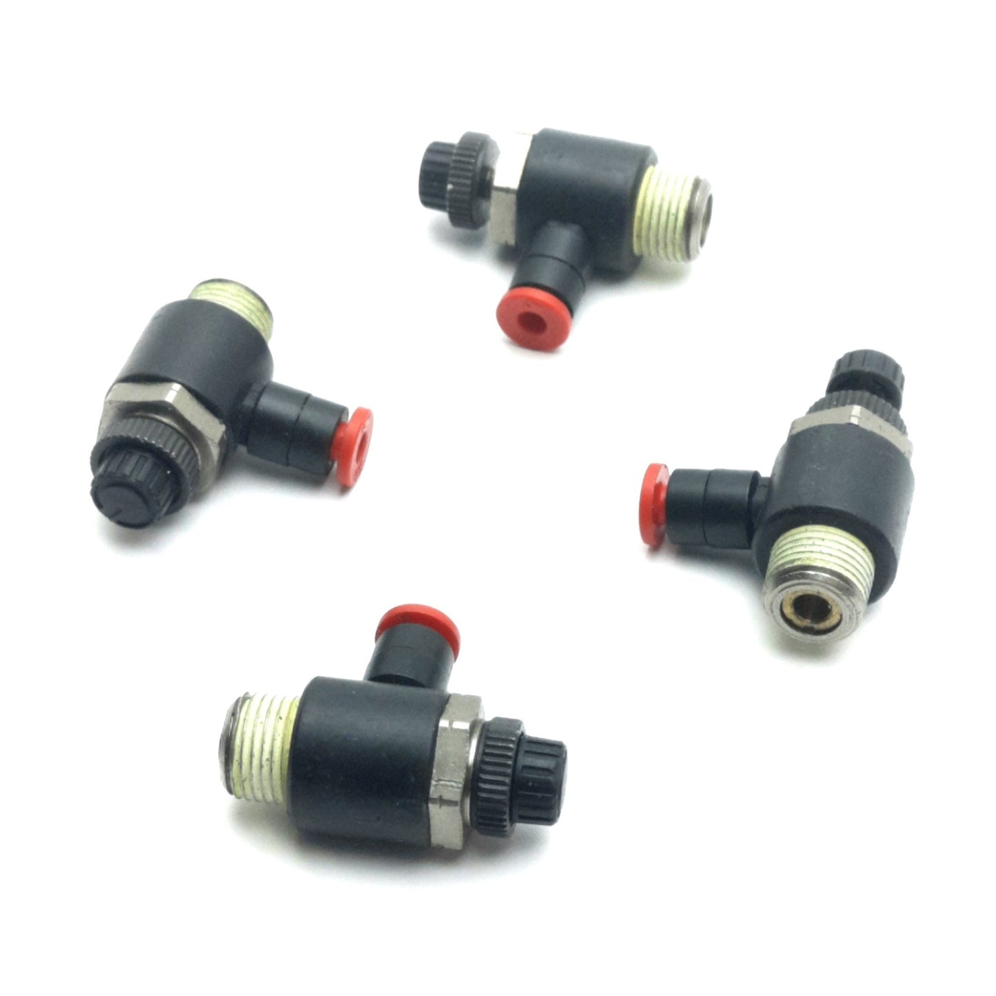 Used Lot of 4 SMC AS2211F-N01-01SJ Flow Control Fitting, 1/8" P2C, 1/8" NPT, 1 MPa