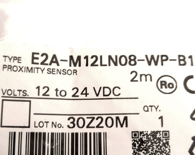 New Omron E2A-M12LN08-WP-B1 Proximity Sensor, 10-24V Supply, PNP-NO 3-Wire Output