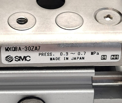 New SMC MXQ8A-30ZA7 Precision Slide Table, 8mm Bore, 30mm Stroke, Metal Stopper