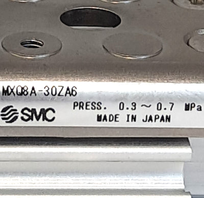 New SMC MXQ8A-30ZA6 Precision Slide Table, 8mm Bore, 30mm Stroke, Metal Stopper