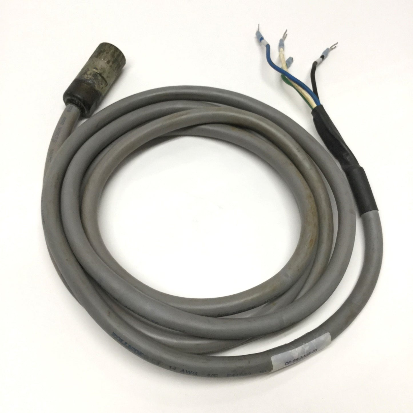 Used Kollmorgen CP-SS-A1HE-03 Servo Motor Power Cable 8-Pin Round, 4-Wire Leads, 3m