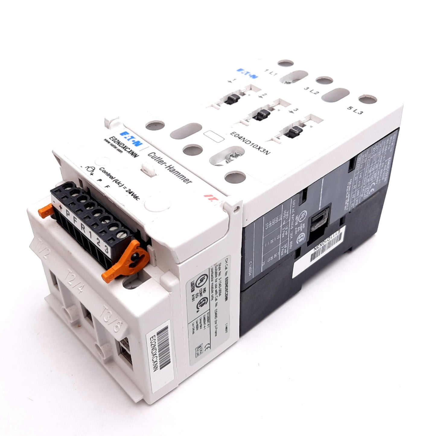 Used Eaton Cutler Hammer E04ND10X3N Contactor, 3-Pole, W/ E02NDXCXNN Coil, 24VDC