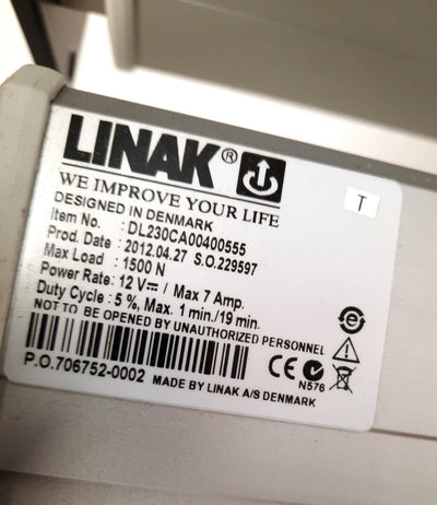 Used Lot of 2 Linak DL230CA00400555 Aluminum Table Lifting Column Load 1500N 12VDC 7A