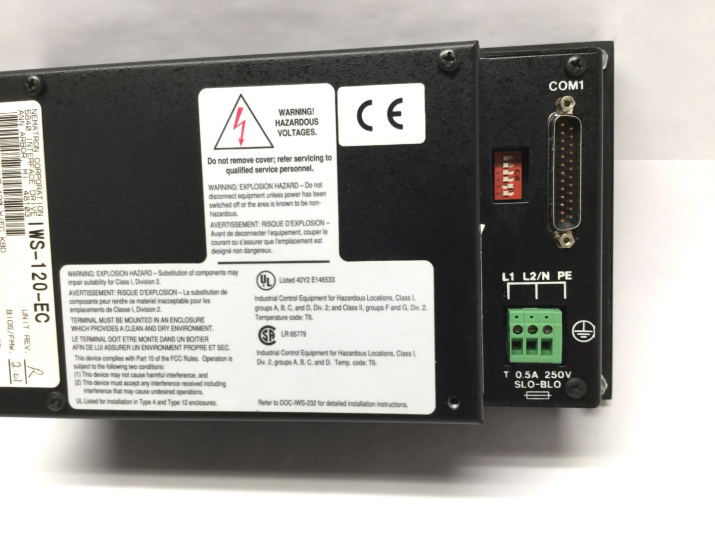Used Nematron IWS-120-EC Operator Interface Panel Workstation Terminal 90-250VAC