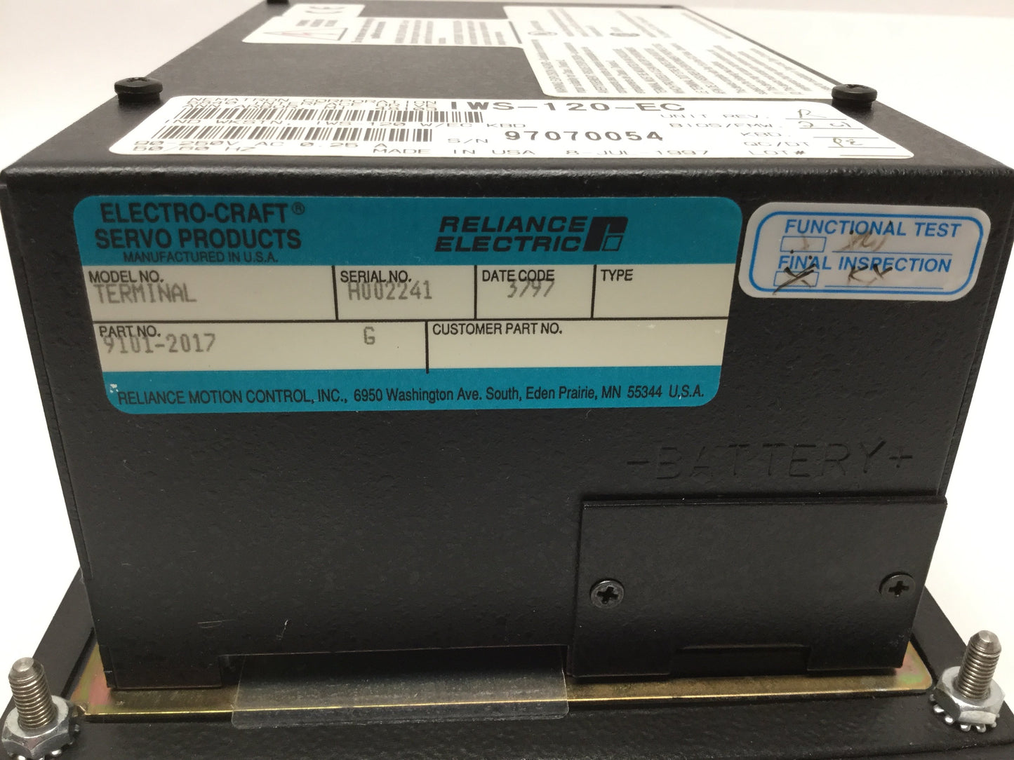 Used Nematron IWS-120-EC Operator Interface Panel Workstation Terminal 90-250VAC