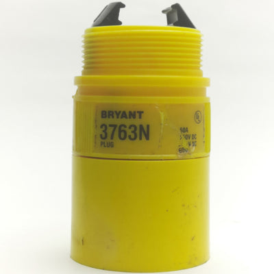 Used Bryant 3763N Twist-Lock Plug, 2-Pole, 3-Wire Grounding, 50A, 250 VDC/600 VAC