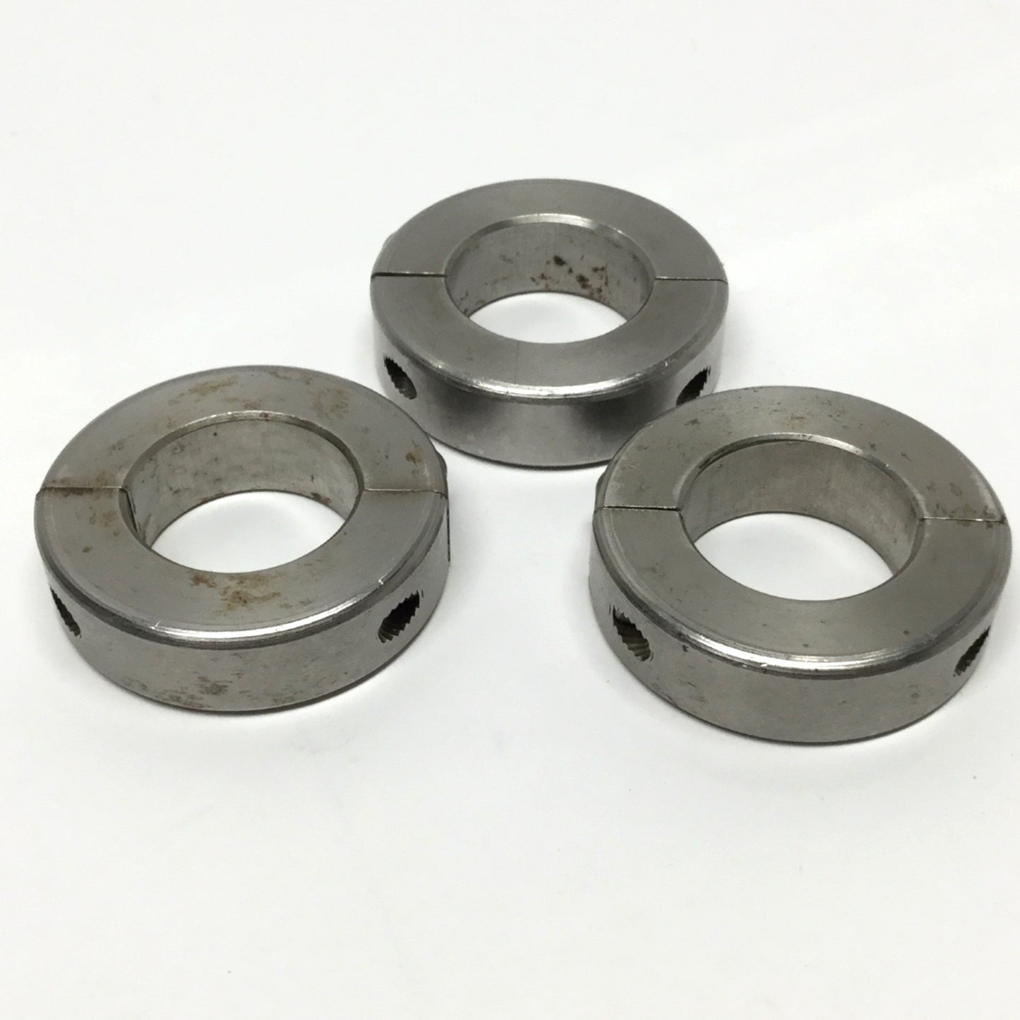 Used Lot of 3 Ruland MSP-30-SS Shaft Collars, Two-Piece Clamp, 303 Stainless, Ø30mm