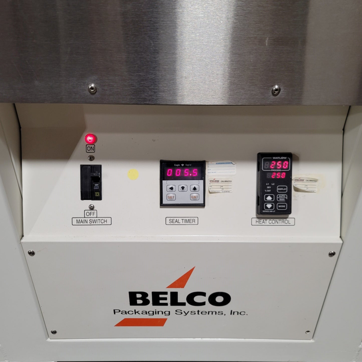 Used Belco BM 3025 2-Station Medical Tray Sealer 30" x 25" Platen, 240VAC 40A 1-Ph
