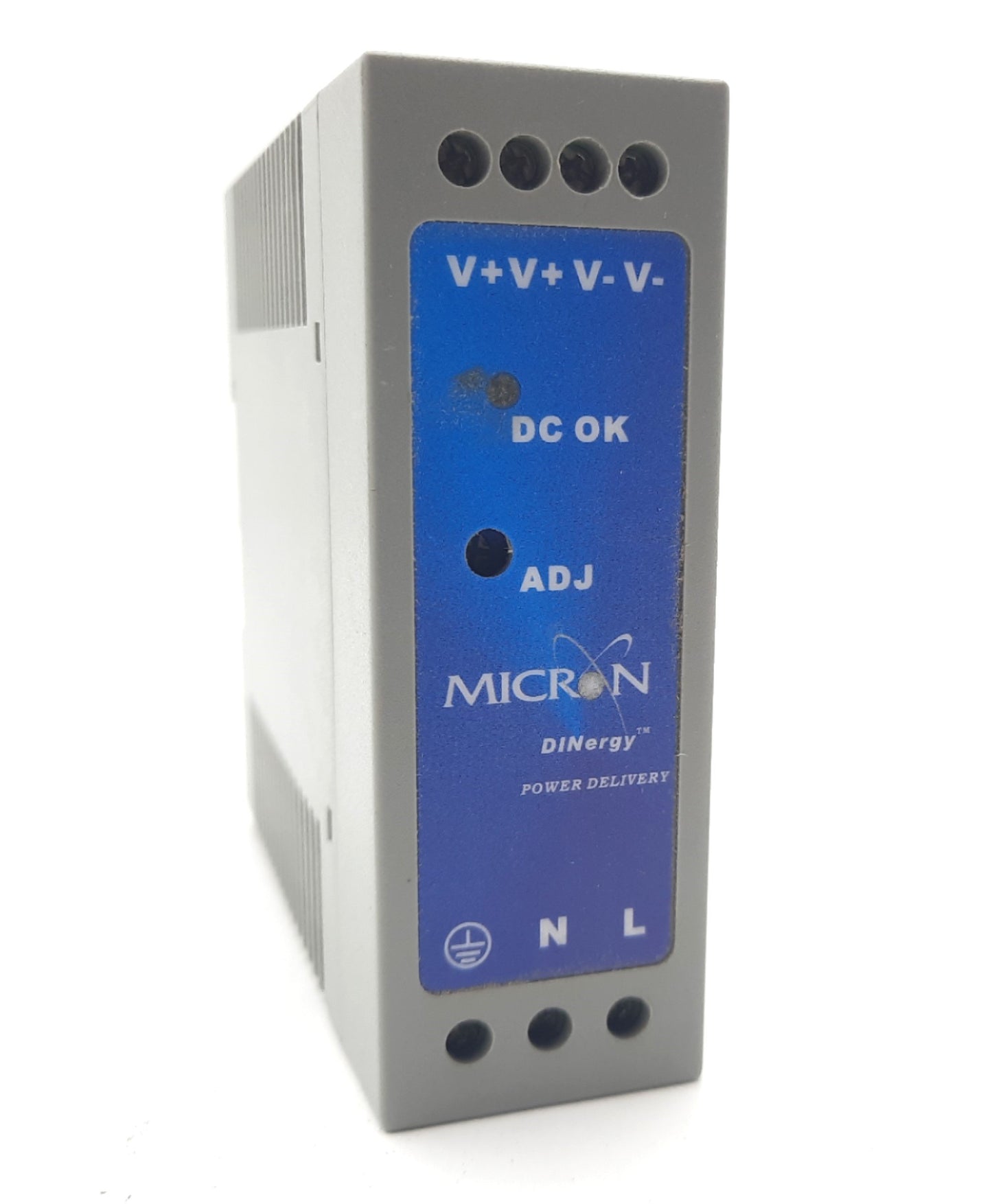 Used Micron MDP50-24-1 Power Supply 100-240VAC 1.65A, 24VDC 2.08A 50W DIN Rail