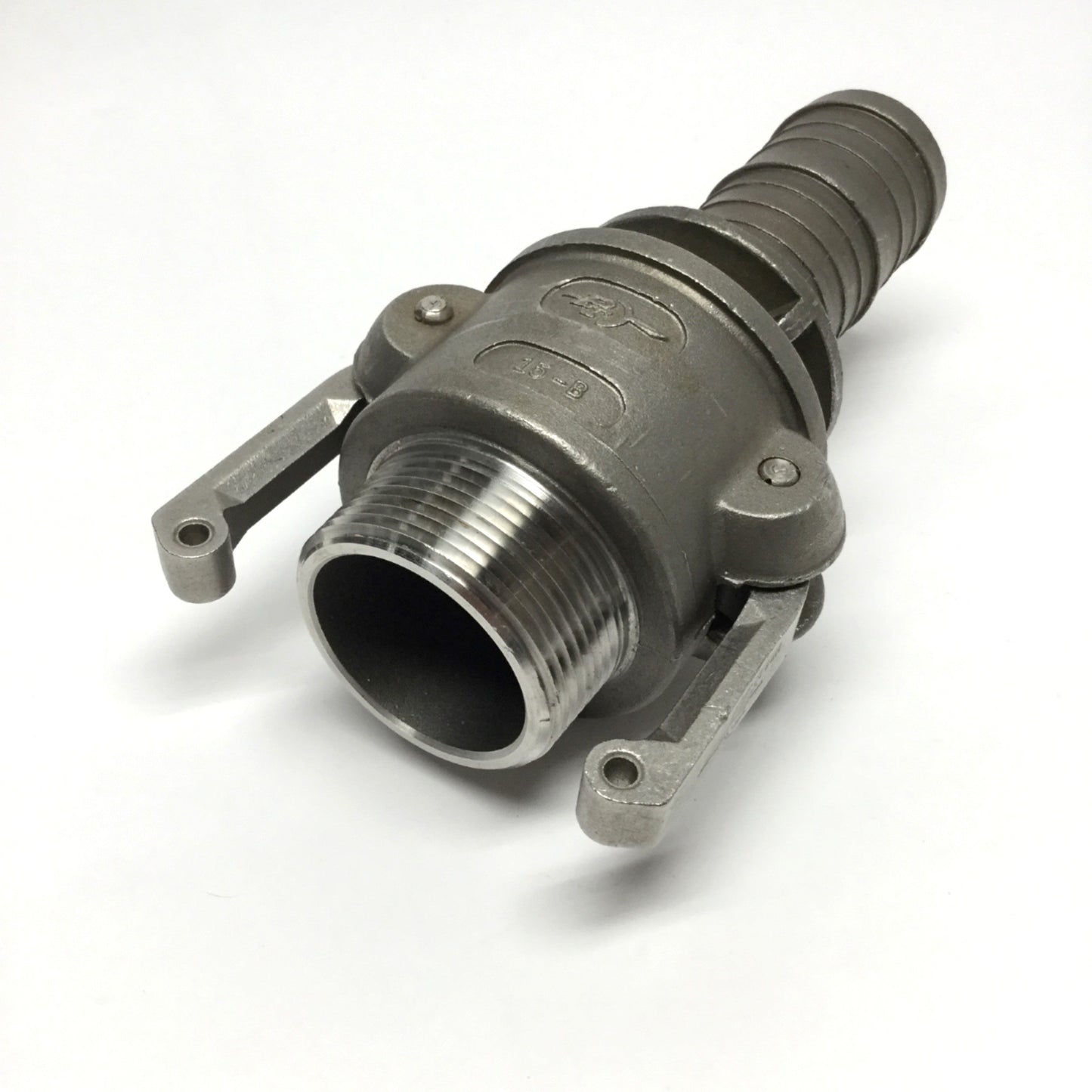 Used PT Coupling 15B & 15E 316SS Cam & Groove Coupler Ø1-1/2" w/Hose Shank Adapter