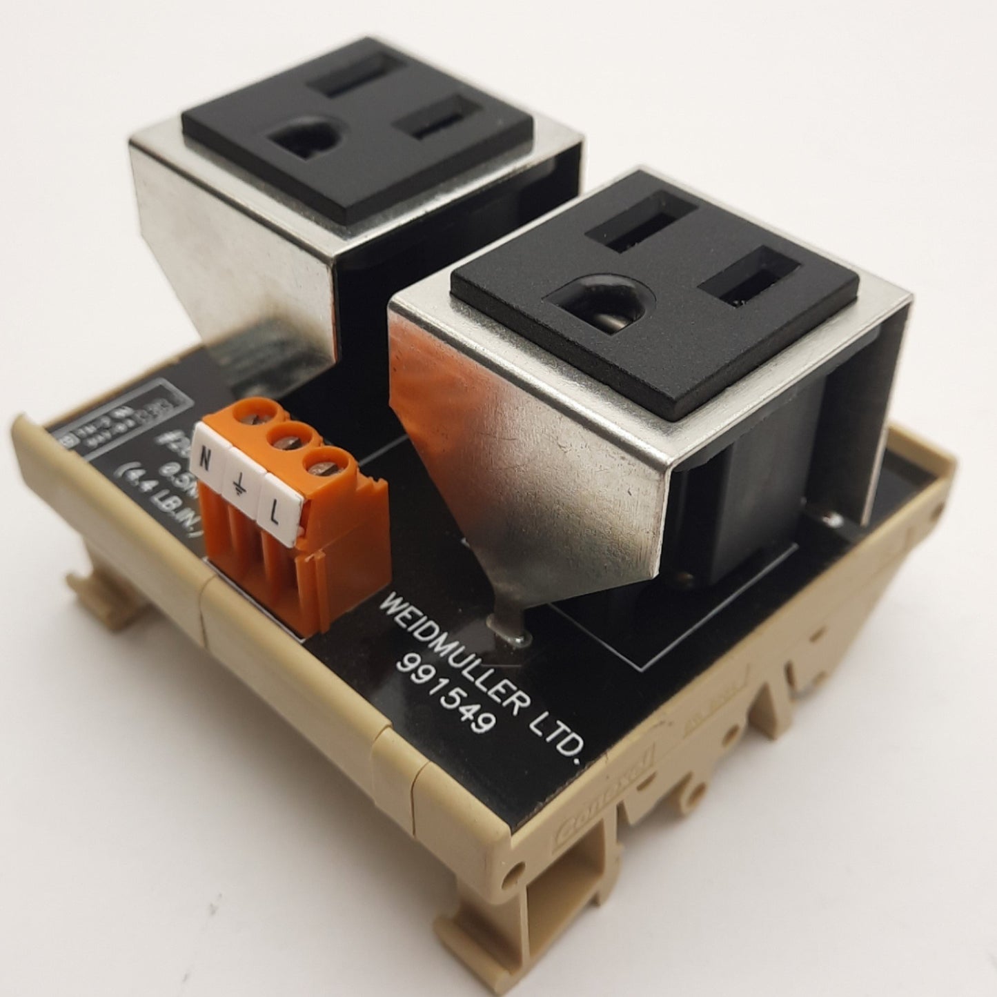 Used Weidmuller 9915490000 Module Outlet AC Duplex, 15A, 125VAC, NEMA 5-15R