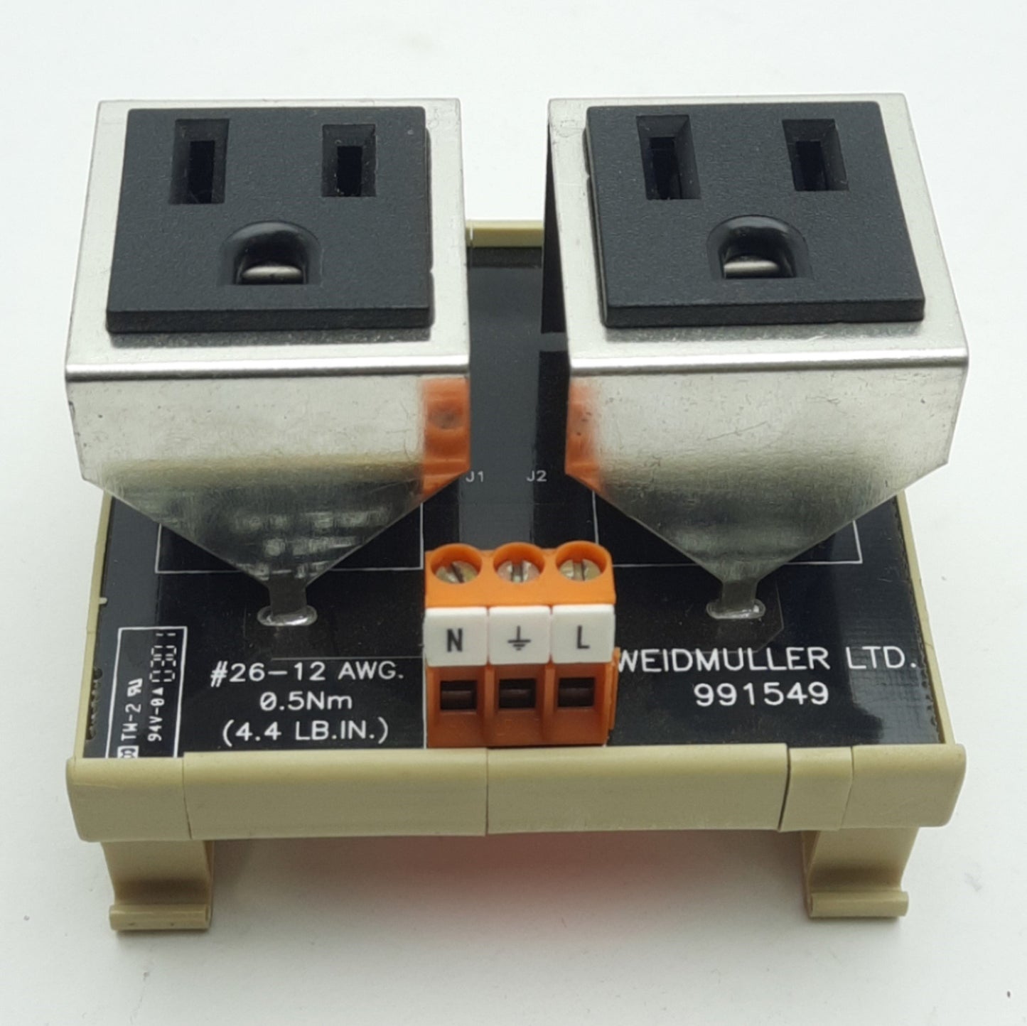 Used Weidmuller 9915490000 Module Outlet AC Duplex, 15A, 125VAC, NEMA 5-15R