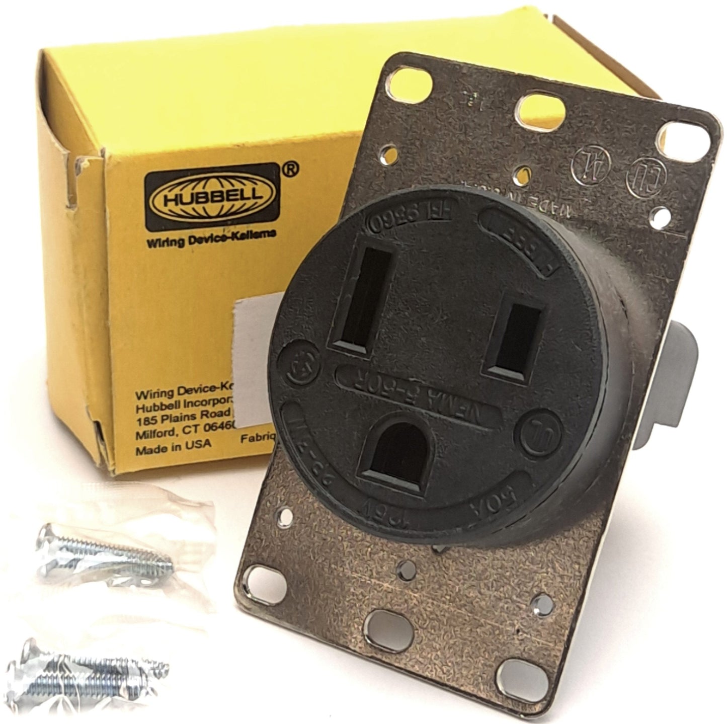 Used Hubbell HBL9360 Straight Blade Receptacle, 125V, 50A, 2-Pole, 3-Wire Grounding