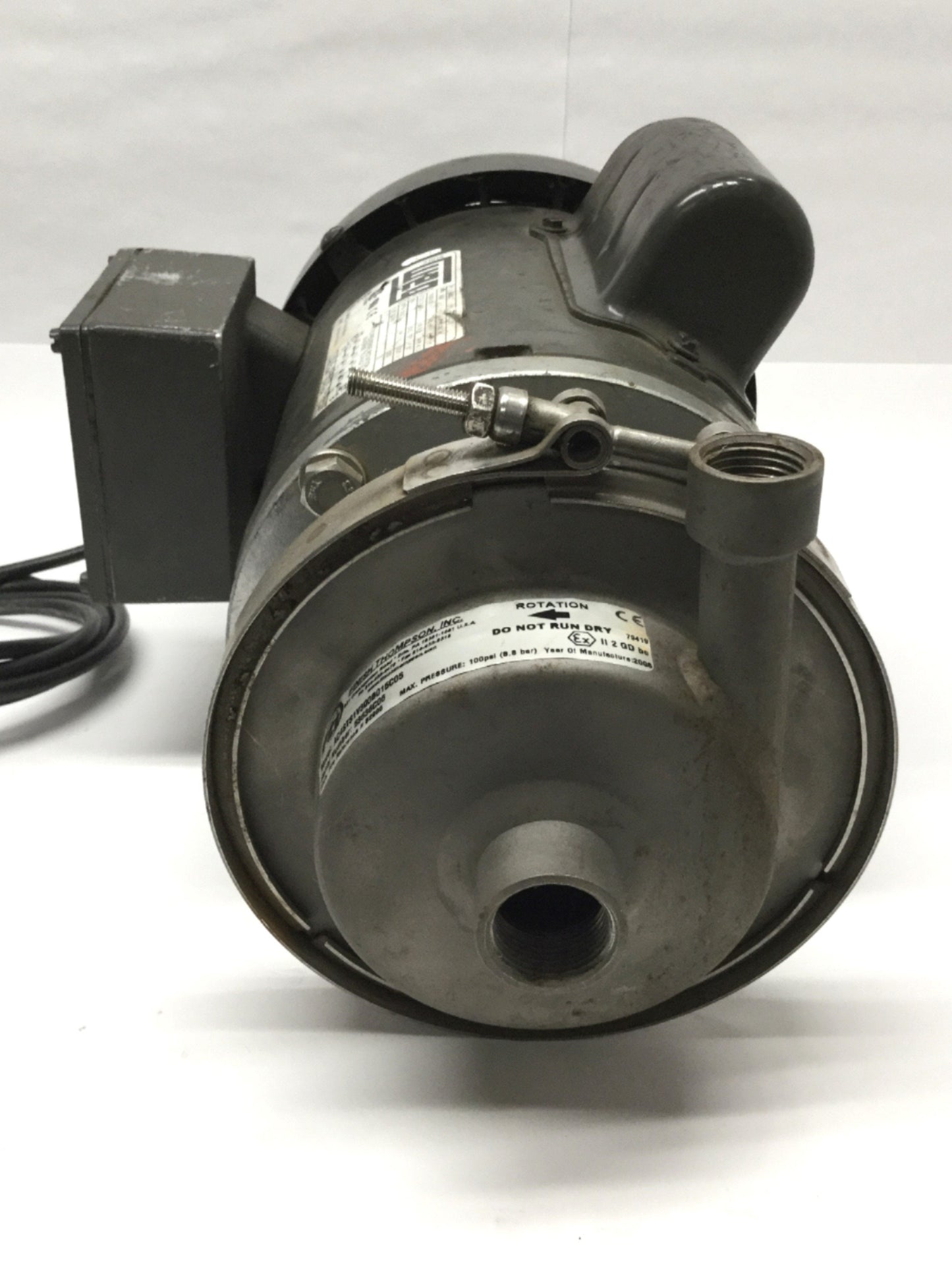 Used Finish Thompson AC4STS1V300B015C05 SS Centrifugal Pump 1/3HP 39GPM 115/230VAC