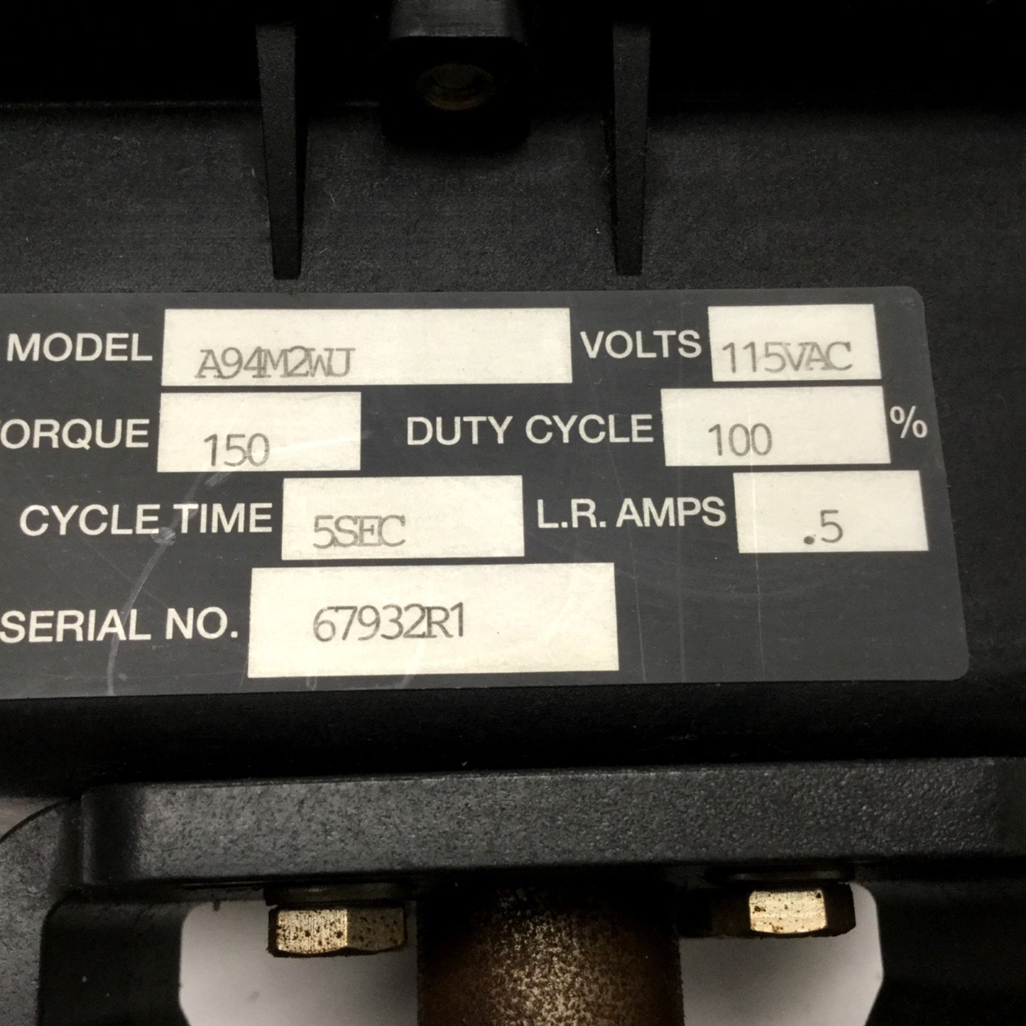 Used Asahi A94M2WJ 1/4-Turn Valve Electric Actuator 115VAC, 150 in-lbs, 2x SPDT 15A