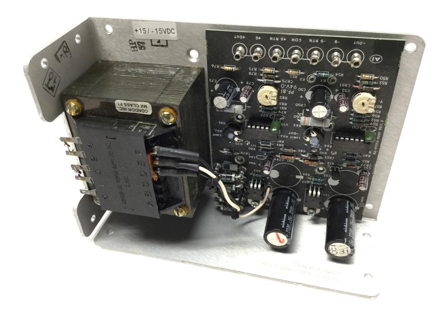 Used Condor HBB15-1.5-A+ Linear Power Supply 100-240VAC In, ±12/15VDC @ 1.7/1.5A