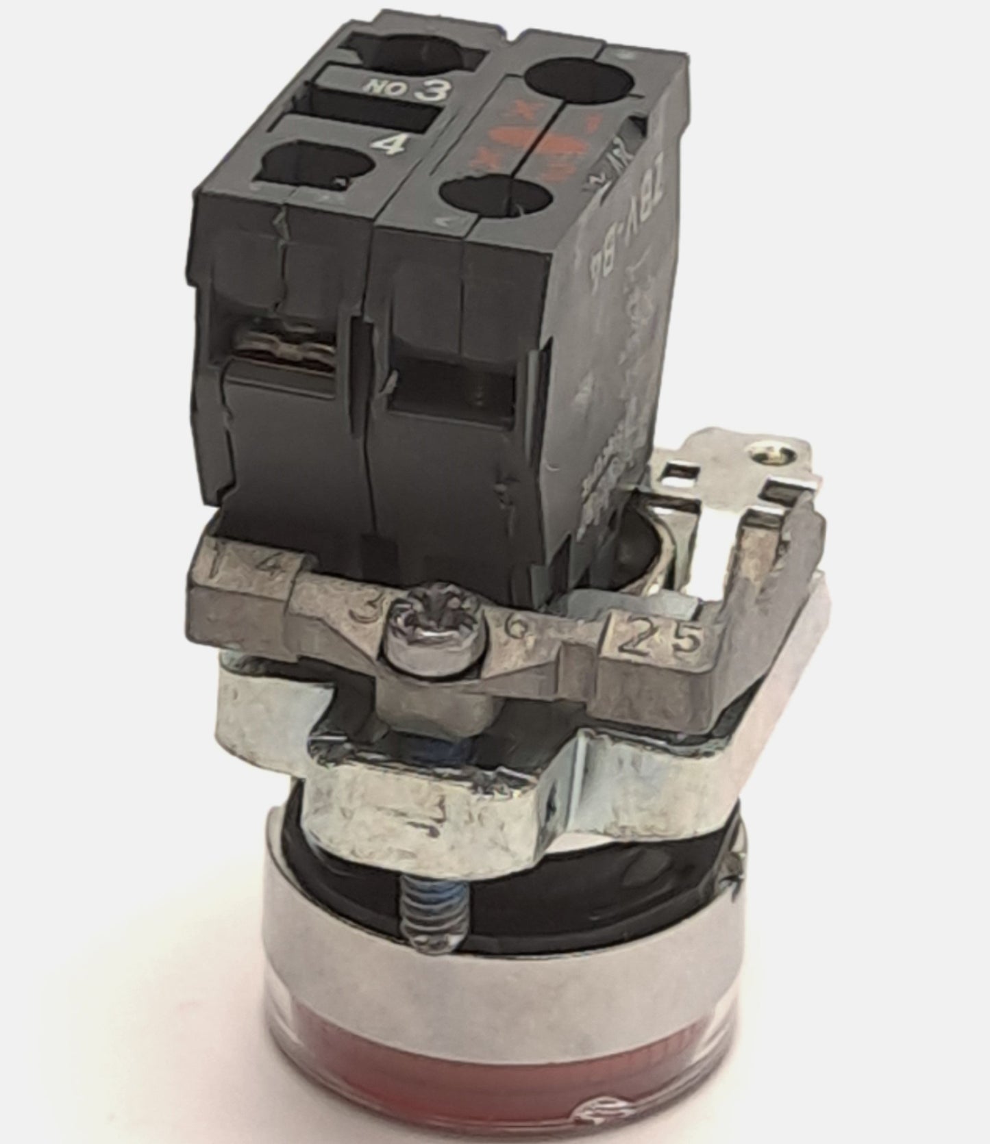 Used Schneider Electric ZBV-B4, ZBE-101 Contact Blocks w/ Red Pushbutton, 1NO Contact