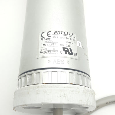 Used Patlite LME-102UFBW-R Red Stack Light Flash & Alarm 10-Wire 2.5ft Cable 24VAC/DC