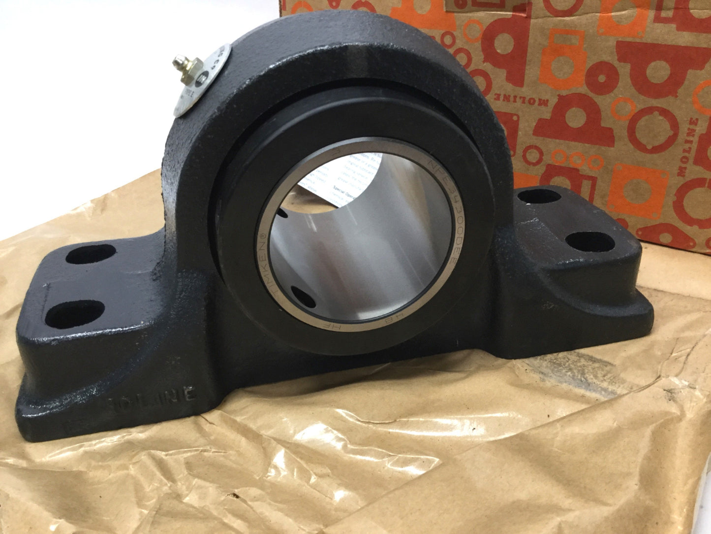 New MOLINE 19341300 Type-E 4-Bolt Pillow Block Bearing, Ø3" Bore, 12 x 6.25 x 4.5"