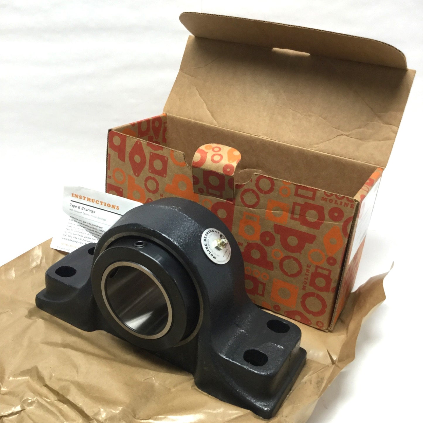 New MOLINE 19341300 Type-E 4-Bolt Pillow Block Bearing, Ø3" Bore, 12 x 6.25 x 4.5"