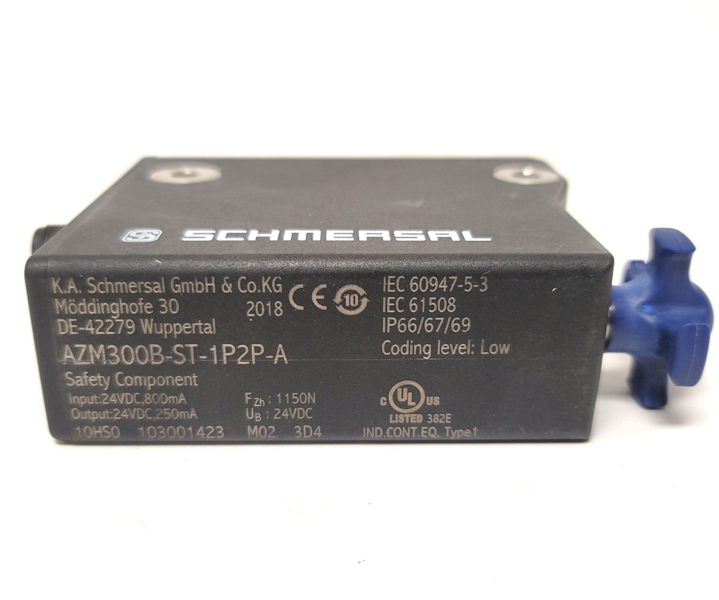 Used Schmersal AZM300B-ST-1P2P-A Keyed Solenoid Safety Interlock Power To Lock 24VDC