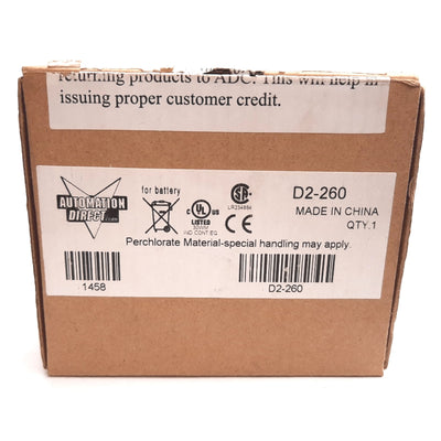 New Automation Direct D2-260 DirectLOGIC CPU Module, RJ12 / 15-Pin D-Sub Female
