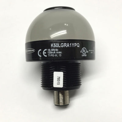 New Other Banner K50LGRA1YPQ Audible Indicator LED 3-Color Green/Red/Yellow + Alarm, PNP