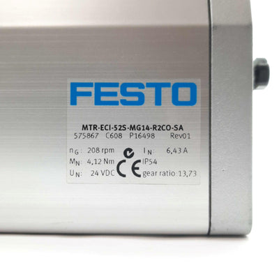 Used Festo MTR-ECI-52S-MG14-R2CO-SA Intelligent Servo Motor 1:14 208RPM CANopen 24VDC