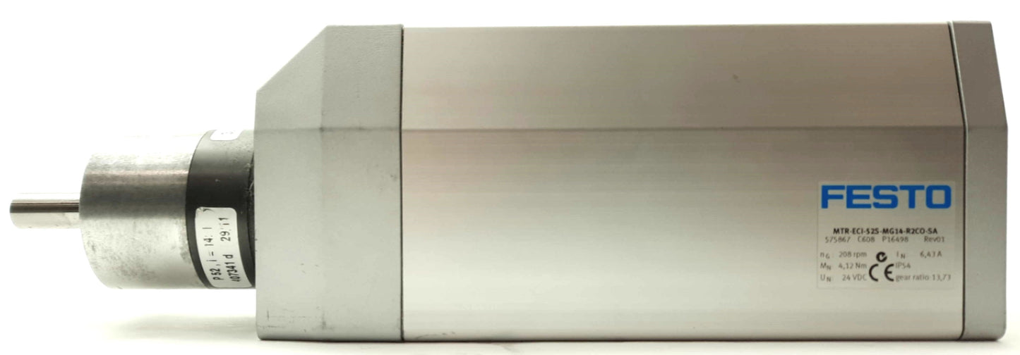 Used Festo MTR-ECI-52S-MG14-R2CO-SA Intelligent Servo Motor 1:14 208RPM CANopen 24VDC