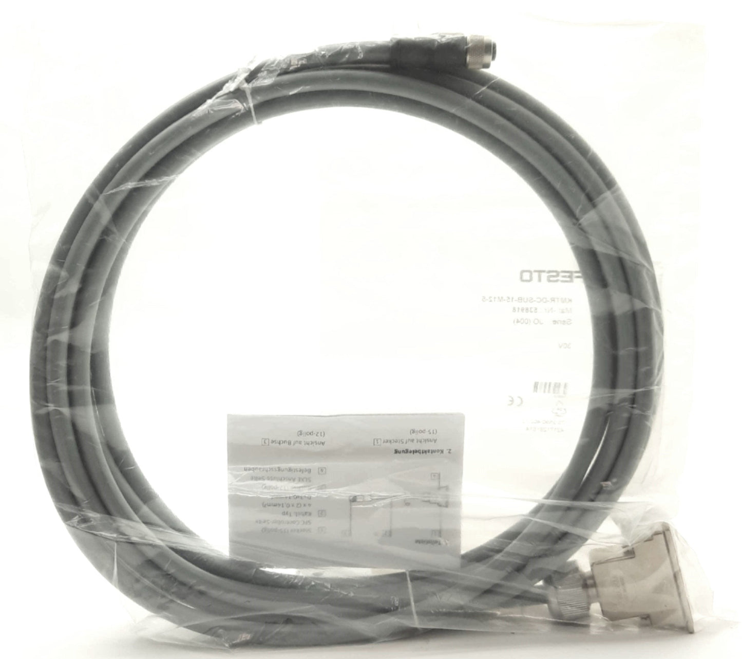 Used Festo KMTR-DC-SUB-15-M12-5 SFC-DC/SLTE/HGPLE Motor Cable DB15 to M12 12-Pin 5m