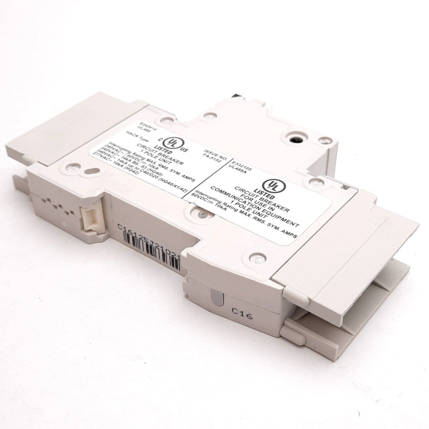 Used Siemens 5SJ4116-7HG42 Circuit Breaker, 1-Pole, C-Curve, Rating: 16A 230VAC