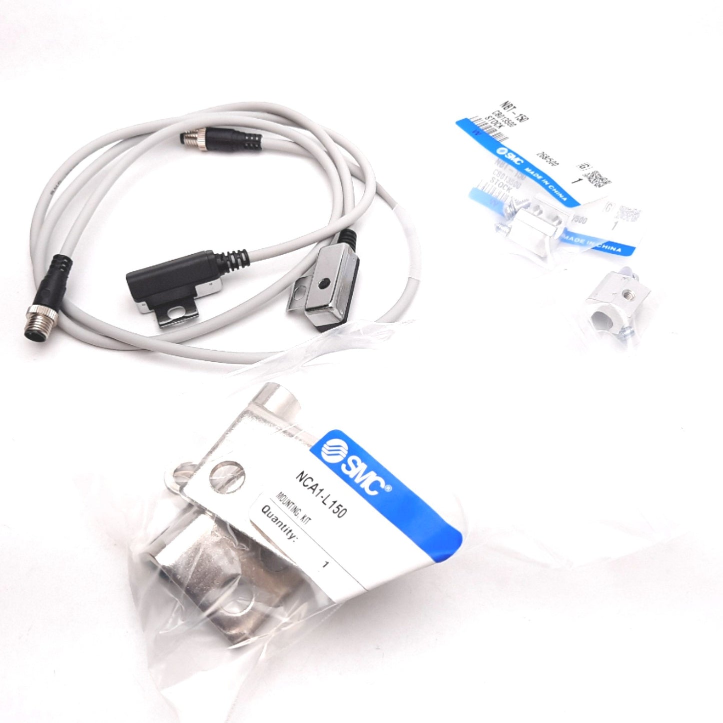 New SMC NCDA1L150-1600-F5PSAPC Tie Rod Cylinder Auto Switch Kit, 2x D-F5P Sensors