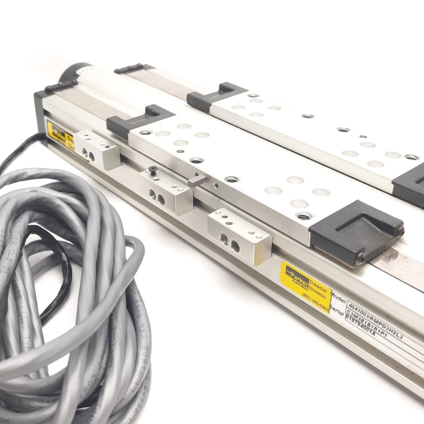 Used Parker 404100XRMPD3H2L3C3M3E1B1R1P1 Linear Actuator W/ 77822-201 Encoder