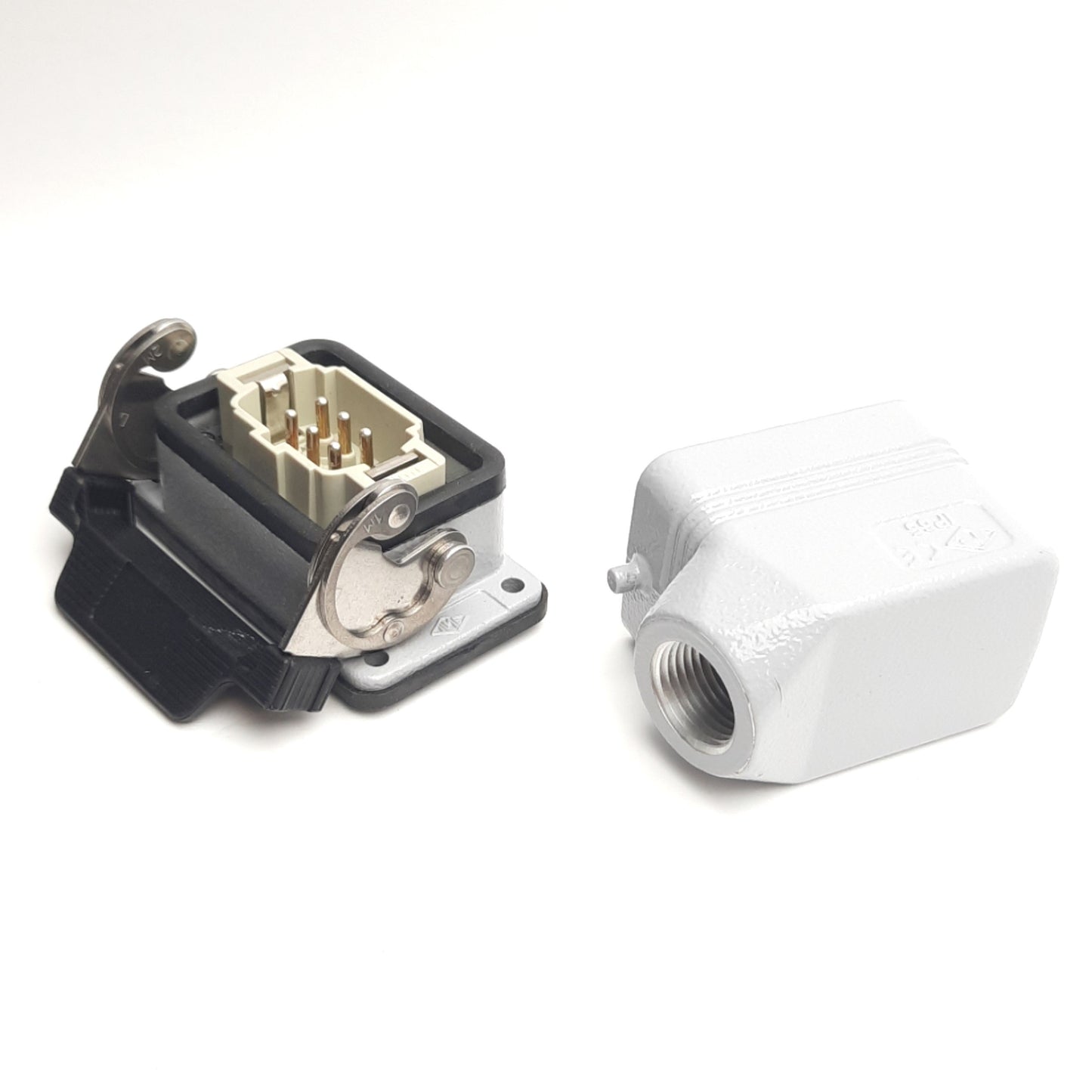 Used Harting HAN ES-6F & ILME Mating Connectors And Latch Housing, Size:6B, 500V 16A
