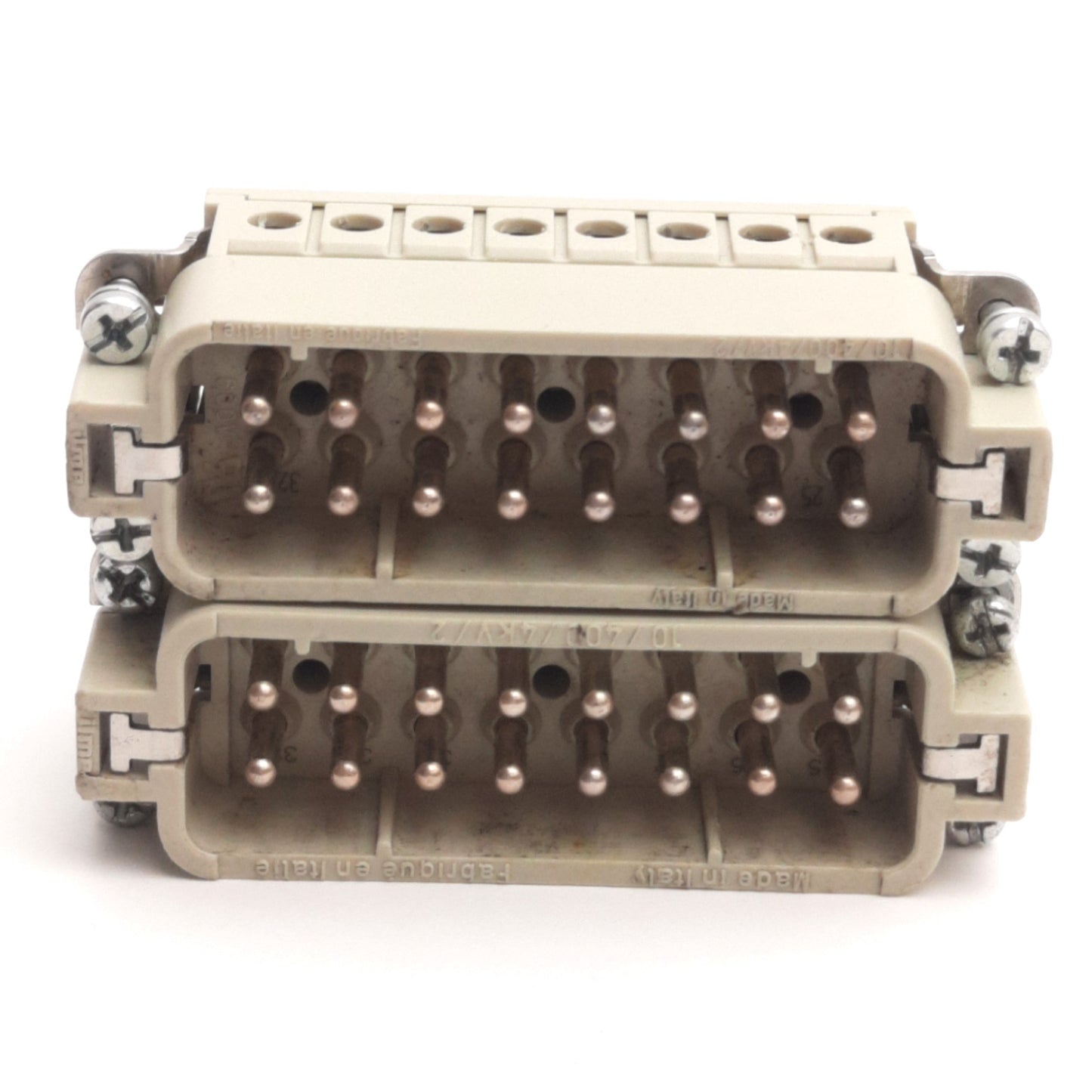 Used Lot of 2 ILME CDAM 16 N Male Inserts, 16-Poles, 250V 16A, Size: 66.40