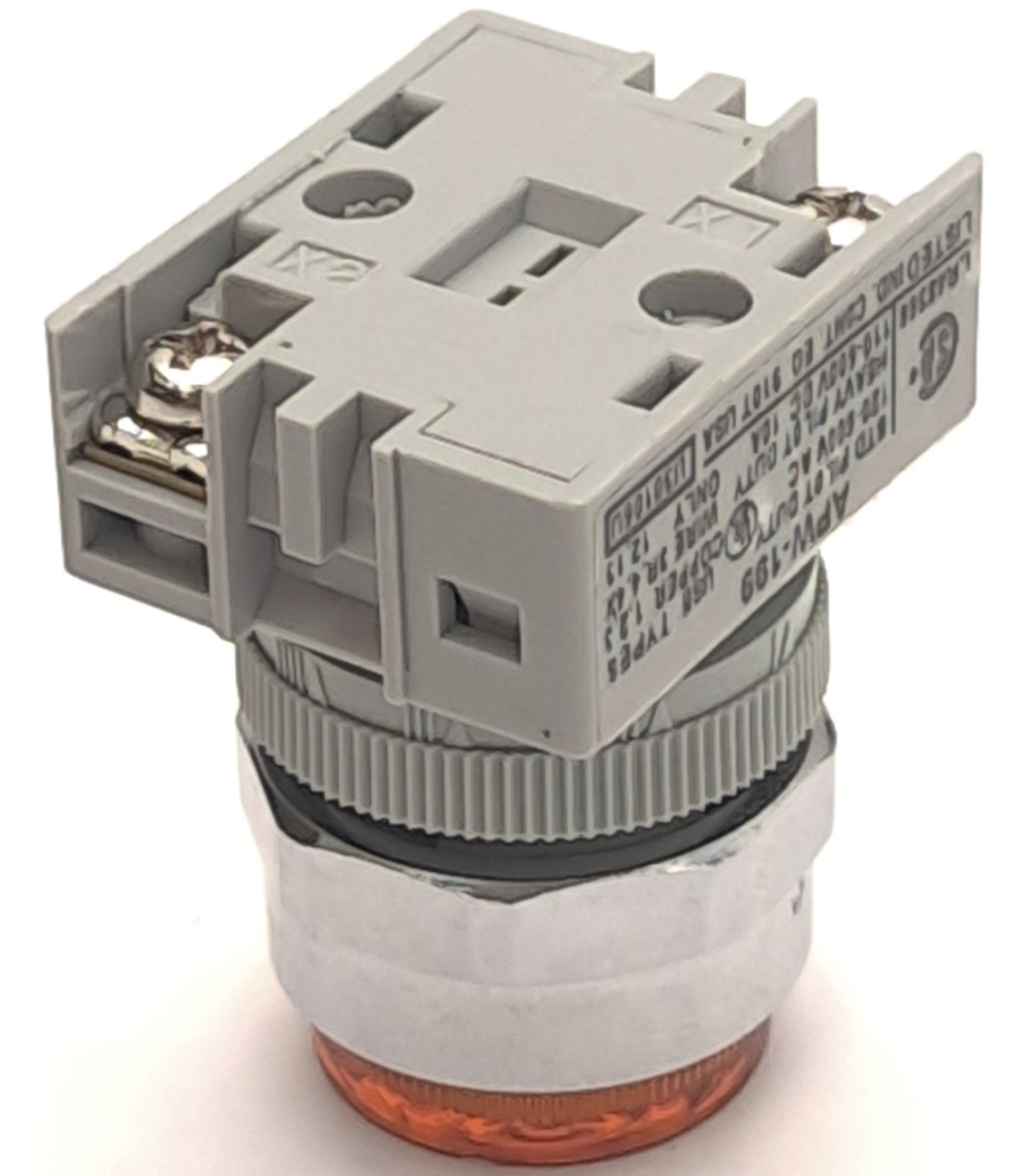 Used Lot of 2 Idec APW199-A-120V Pilot Light, 120VAC/DC, 10A, 22mm Size, Amber Lens