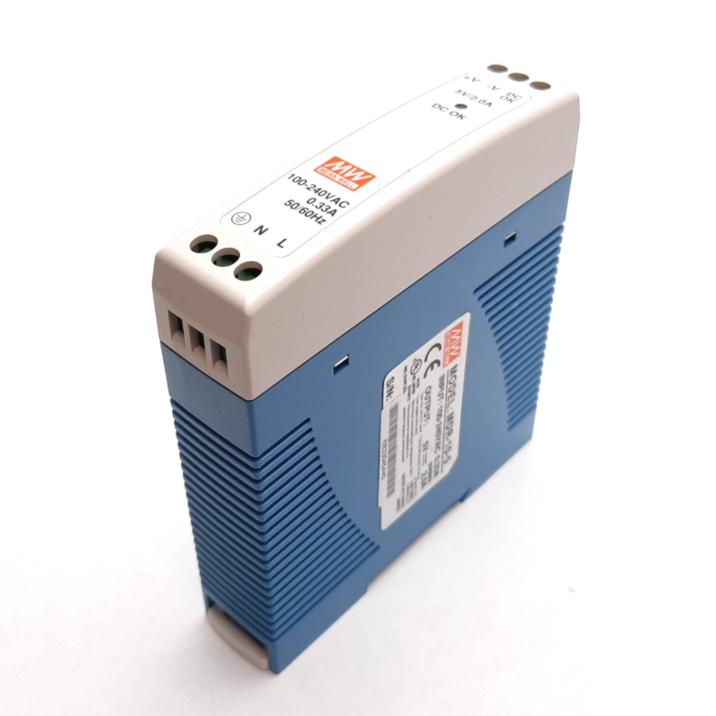 New Mean Well MDR-10-5 Power Supply, Input: 100-240VAC 0.33A, Output: 5VDC 2A