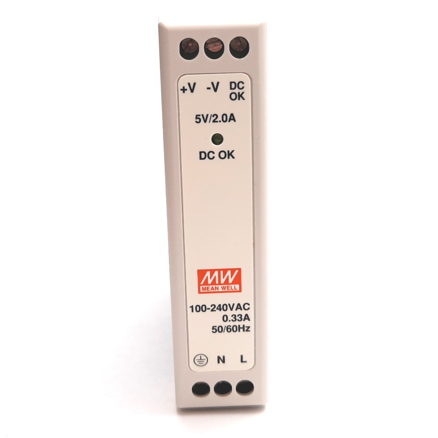 New Mean Well MDR-10-5 Power Supply, Input: 100-240VAC 0.33A, Output: 5VDC 2A