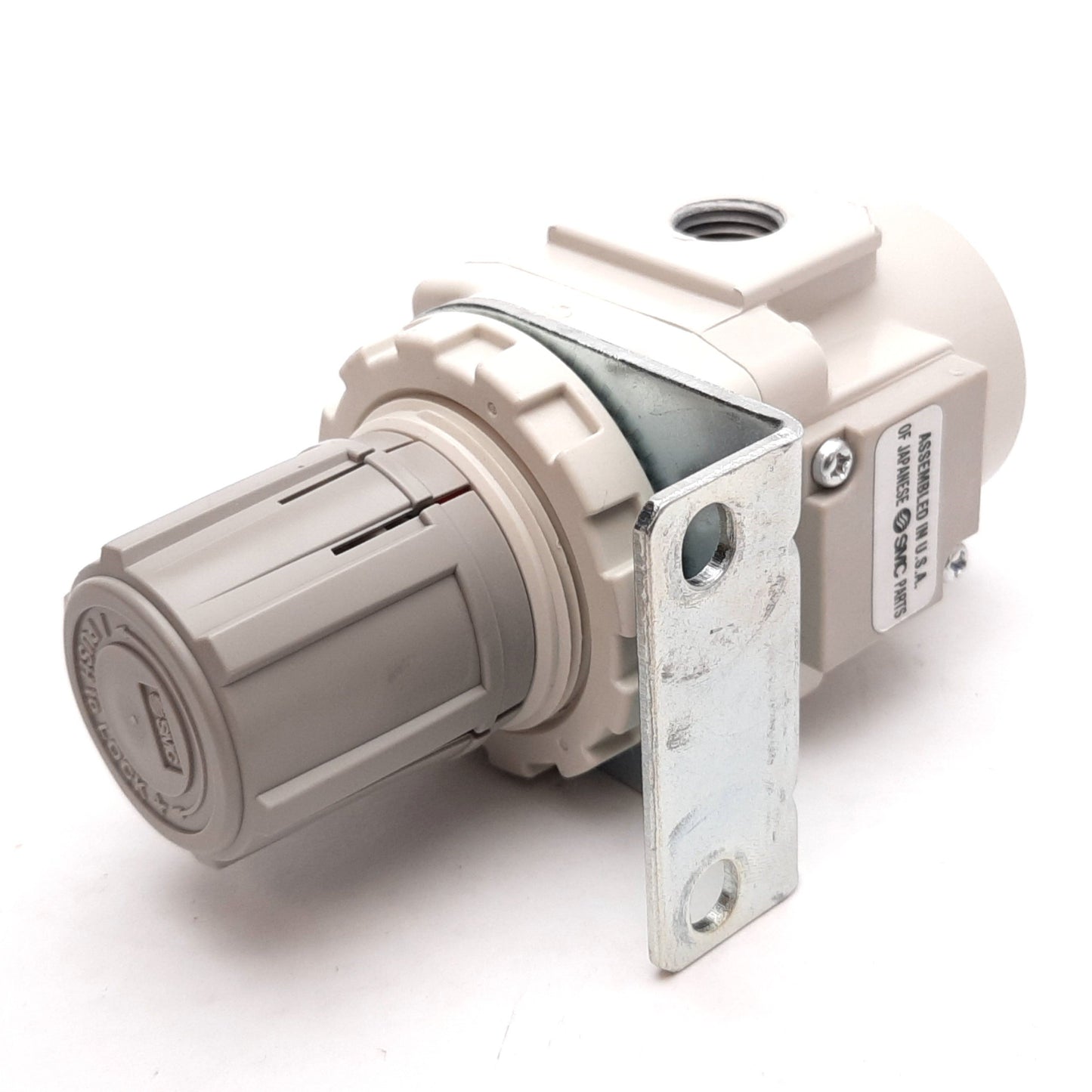 Used SMC AR30-N02BE-Z-B Pneumatic Regulator, Set: 7-125psi, W/ 0-150psi Gauge