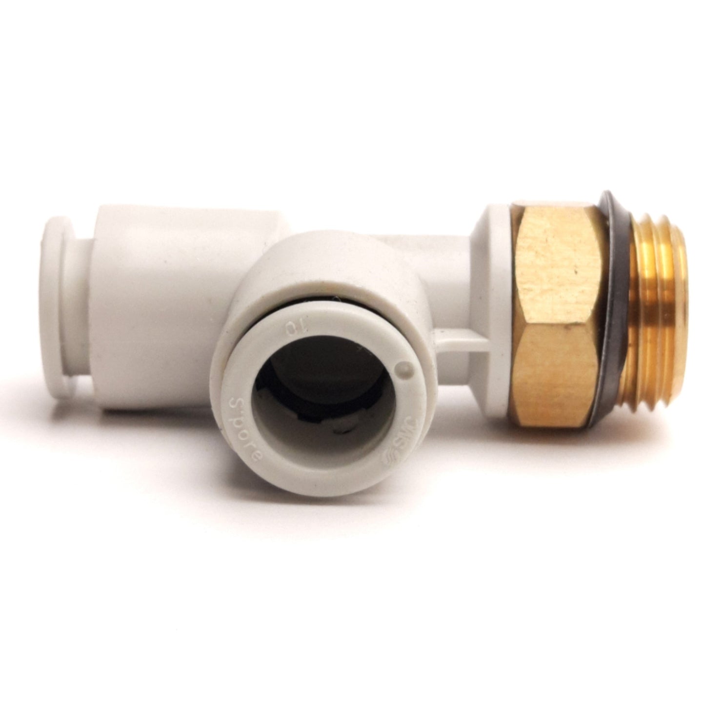 New – Open box Lot of 8 SMC KQ2Y10-U03A Male Run Tee Fitting, 10mm P2C to Uni 3/8", 1MPa Max