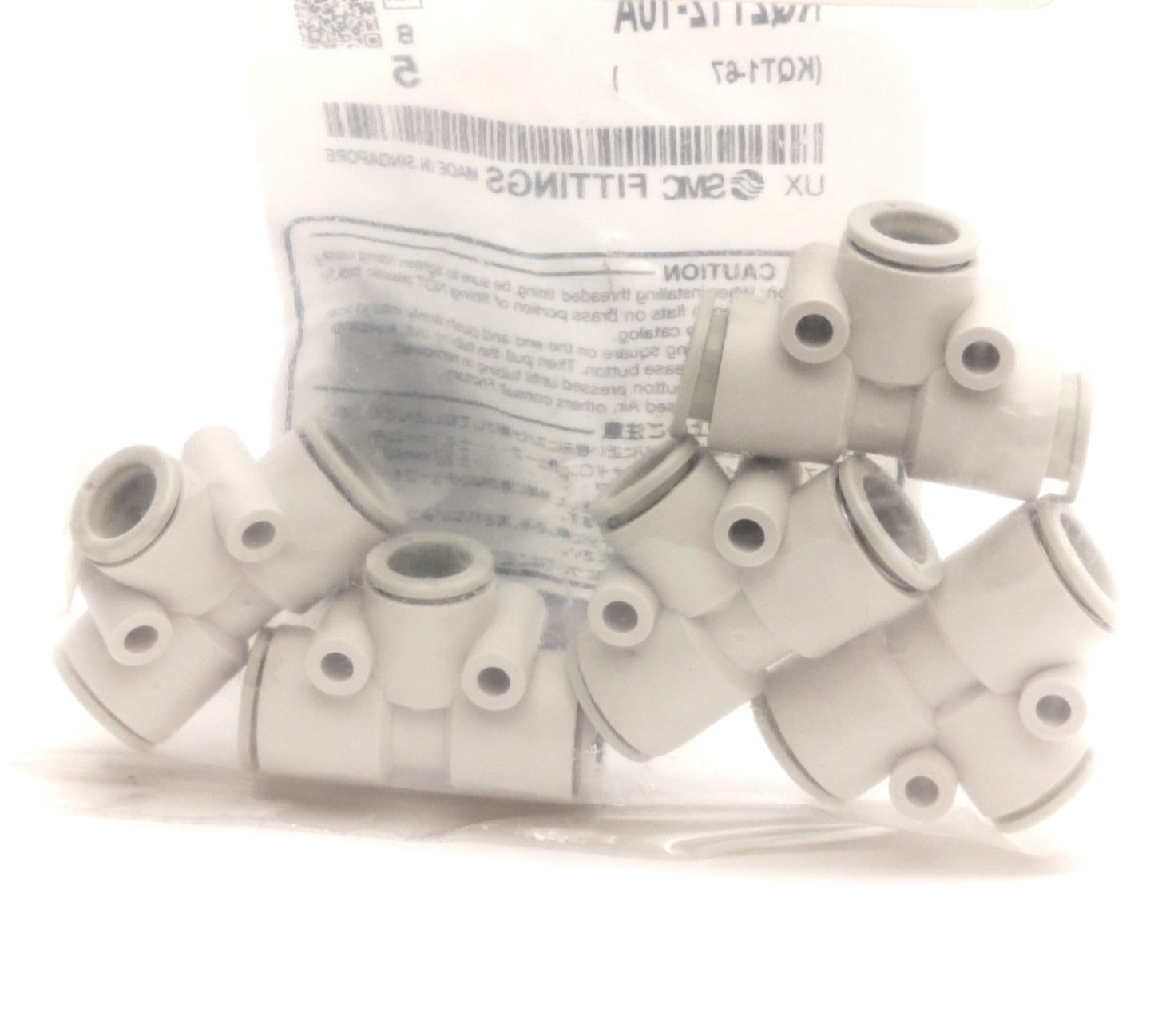 New Lot of 5 SMC KQ2T12-10A Different Diameter Fitting Union Tee, 12mm/10mm P2C