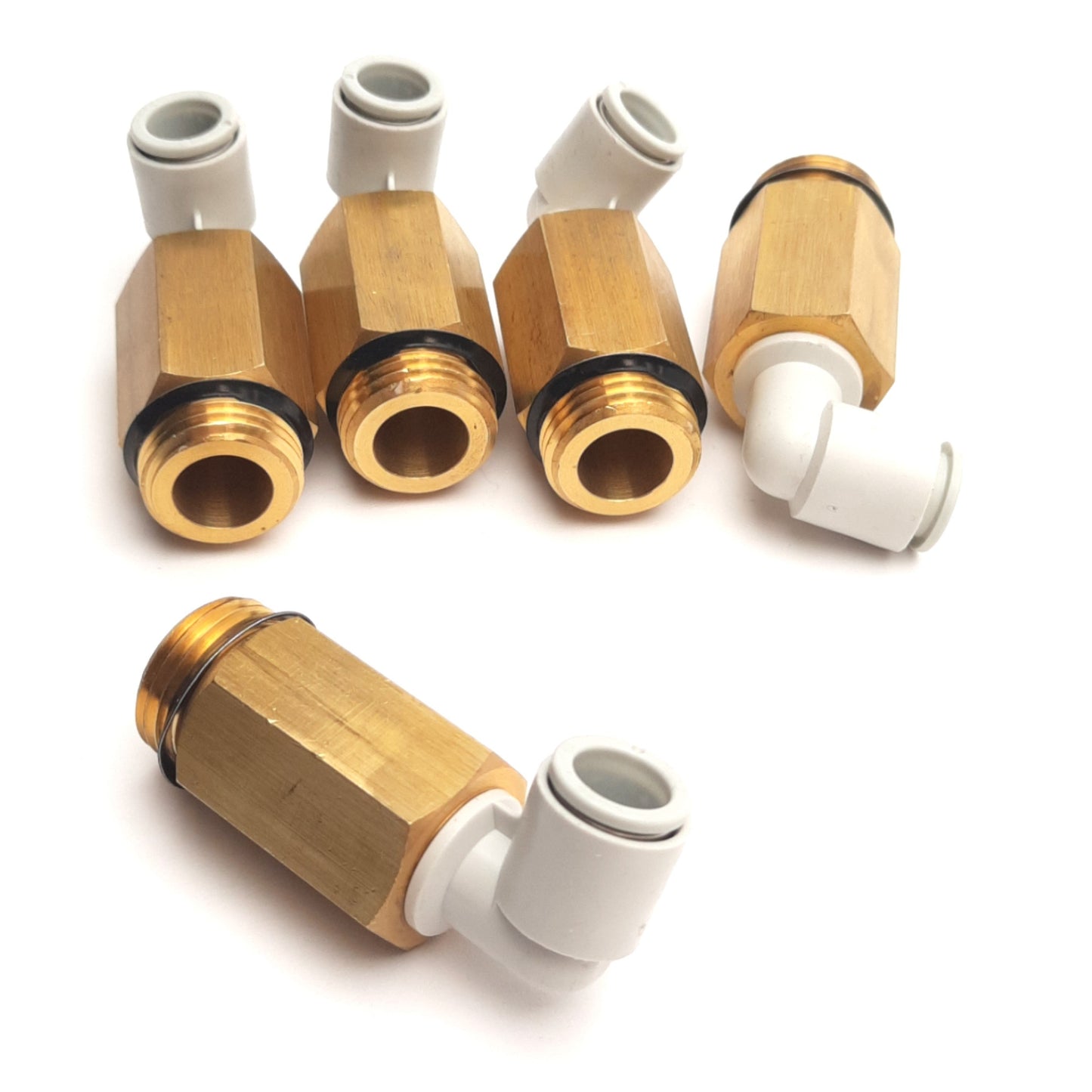 Used Lot of 5 SMC KQ2W10-U04A Male Elbow Fitting 10m P2C to Uni1/2, 1MPa Max