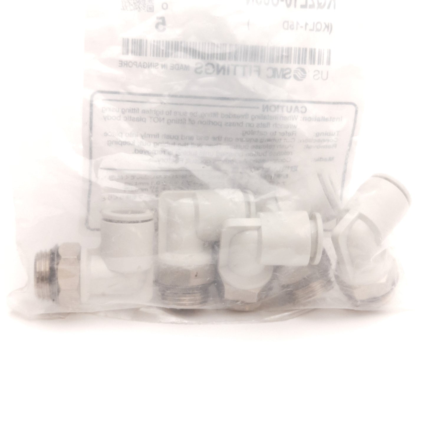 New Lot of 5 SMC KQ2L10-U03N Male Elbow Fitting, 10mm P2C to Uni 3/8", 1 MPa Max