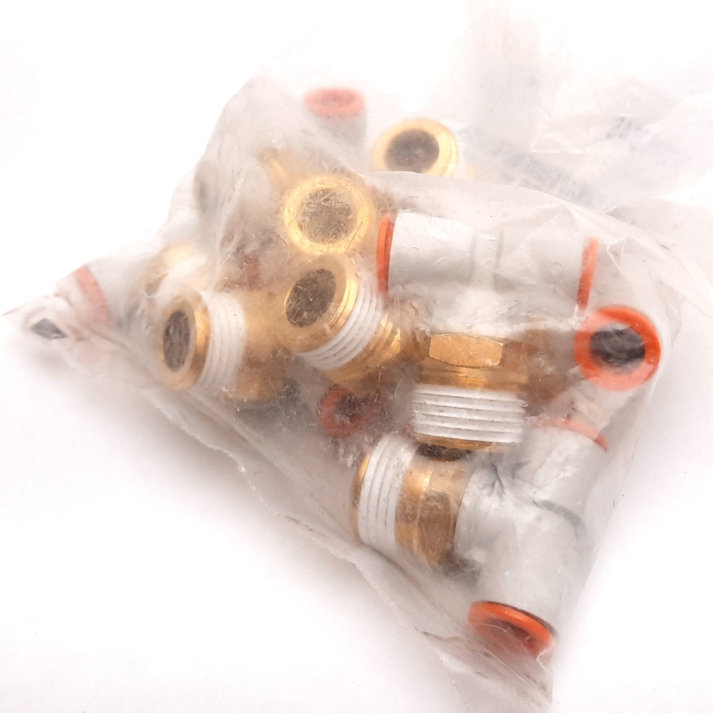 New Lot of 10 SMC KQ2T11-37AS Branch Tee Fitting, 1/2" NPT Male to 2x 3/8" Tube