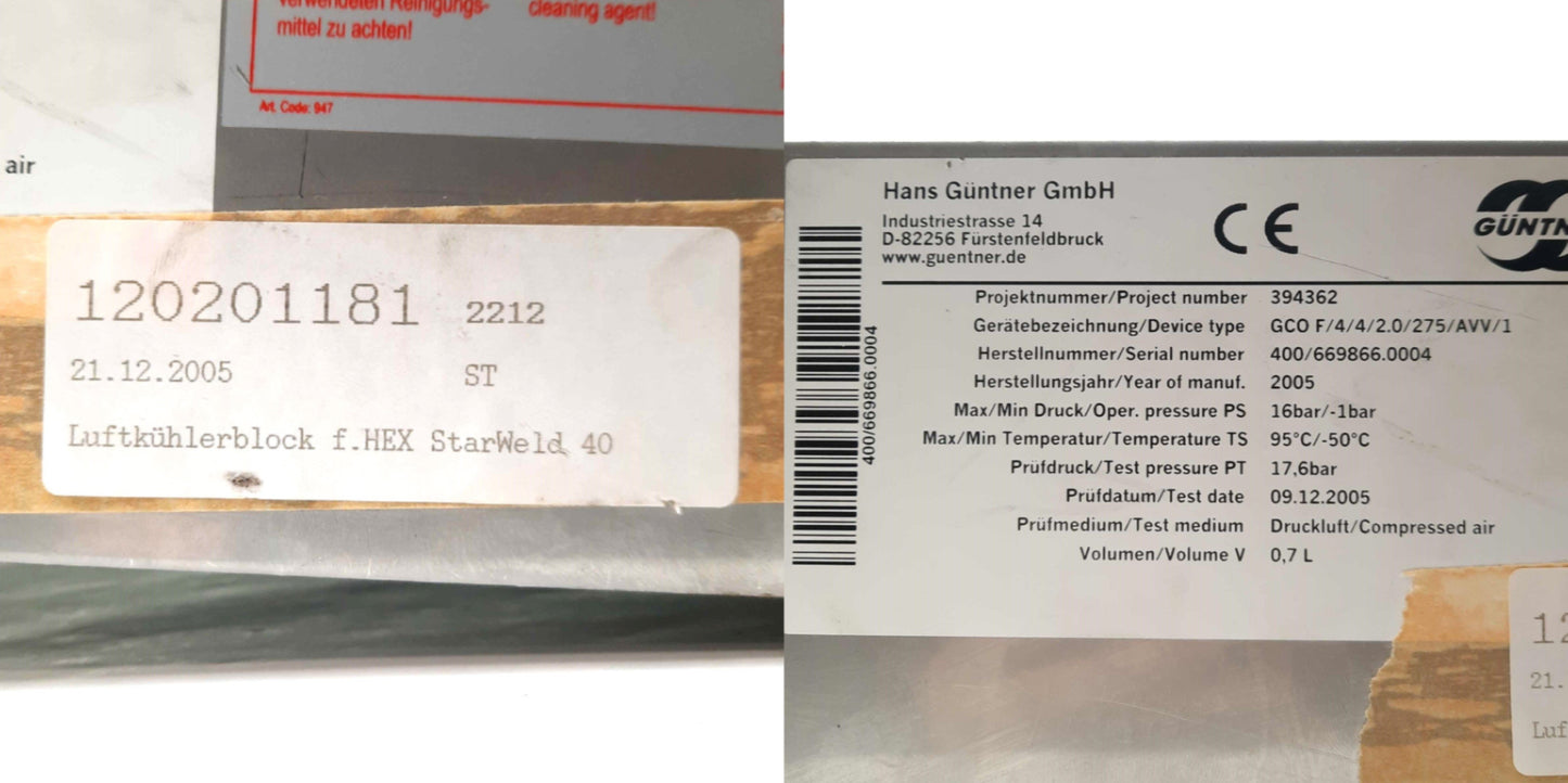 Used Rofin 120201181 LASER Radiator/Heat Exchanger, Ø12mm Pipe, for Rofin Starweld 40